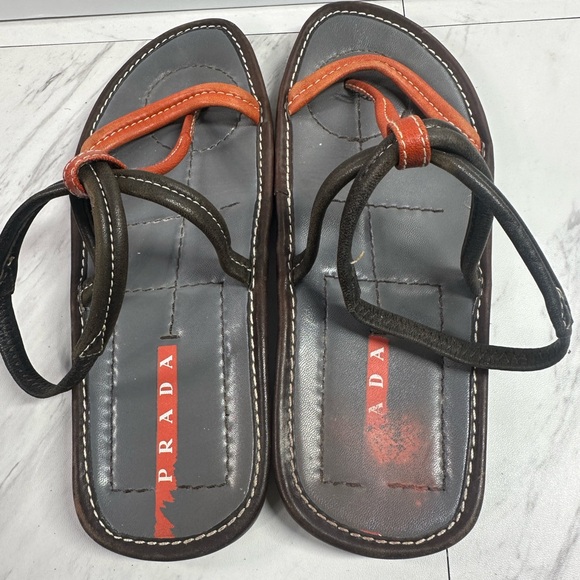 Prada Brown and Orange Sandals - Picture 1 of 7